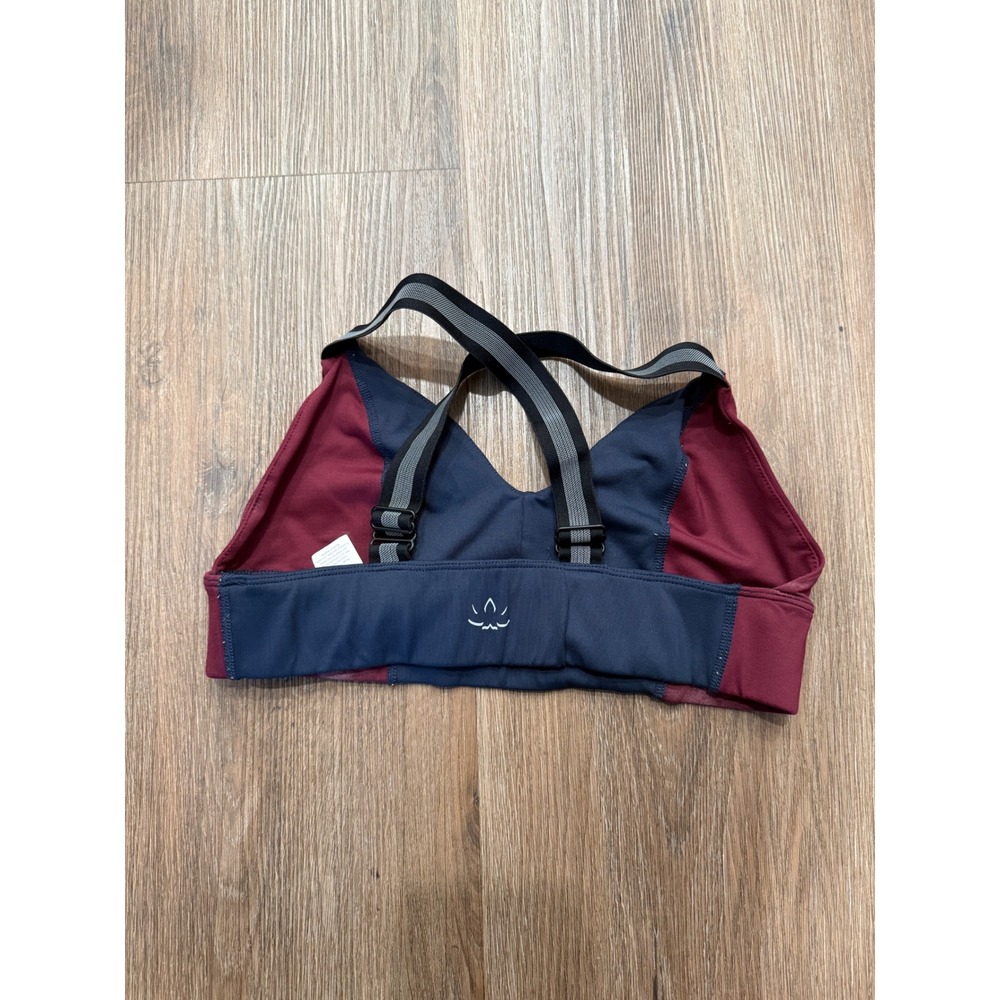 Beyond Yoga Womens Colorblock Sports Bra Navy Burgundy Adjustable Straps Small